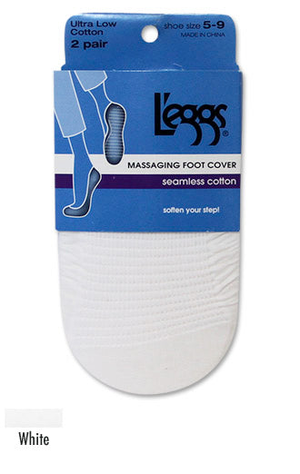 L'eggs Massaging Seamless Cotton Foot Cover 2 Pack