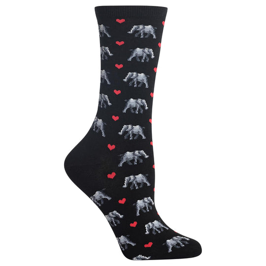 Hot Sox Womens Elephant Love Crew Socks