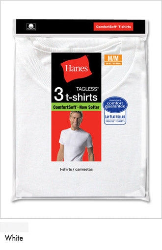 Hanes Men's White TAGLESS Crewneck Undershirt 3-Pack
