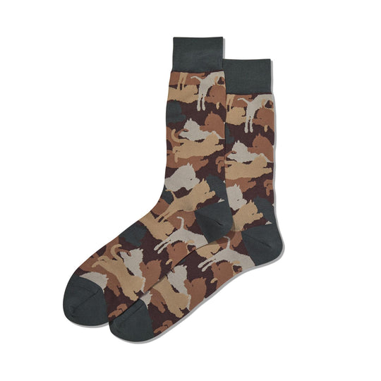 Hot Sox Mens Lion Camouflage Crew Socks