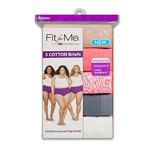 Fruit of the Loom Fit for Me Women`s 5 Pack Cotton Assorted Briefs