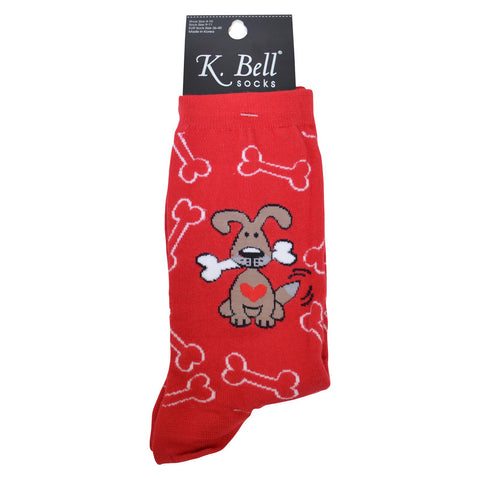 K. Bell Womens Dog with Bones Crew Socks