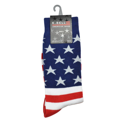 K. Bell Men`s American Flag Crew Socks
