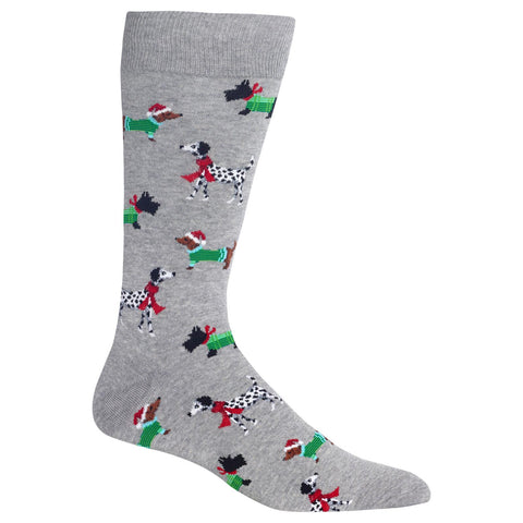 Hot Sox Mens Christmas Dogs Crew Socks