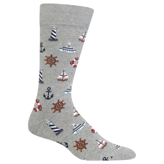 Hot Sox Mens Nautical Icons Crew Socks