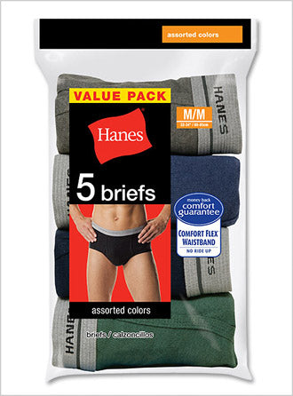 Hanes Men's Fashion Briefs with Comfort Flex Waistband 5 Pack