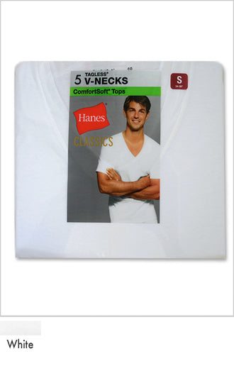 Hanes Classics Men's Traditional Fit ComfortSoft TAGLESS V-Neck Undershirt 5-Pack