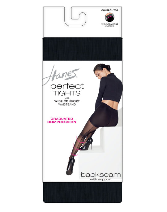 Hanes Womens Perfect Tights With Compression Backseam And Control Top