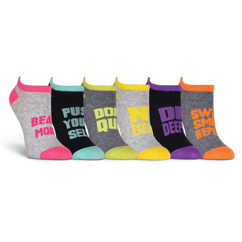 K. Bell Womens Get Motivated 6 Pair Pack Ankle Socks
