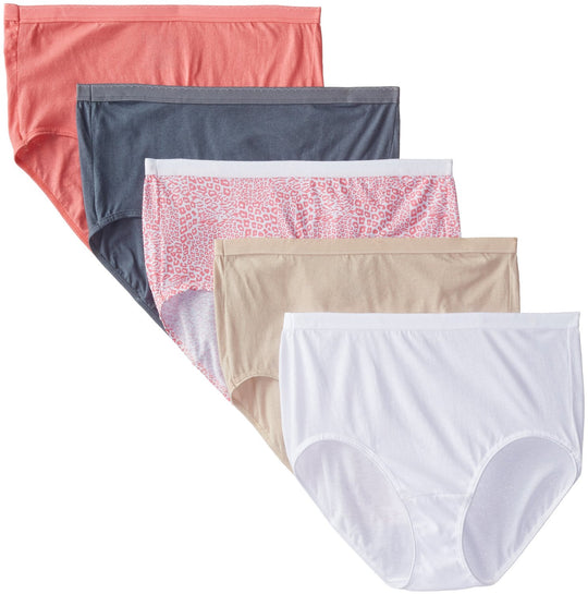 Fruit of the Loom Fit for Me Women`s 5 Pack Cotton Assorted Briefs
