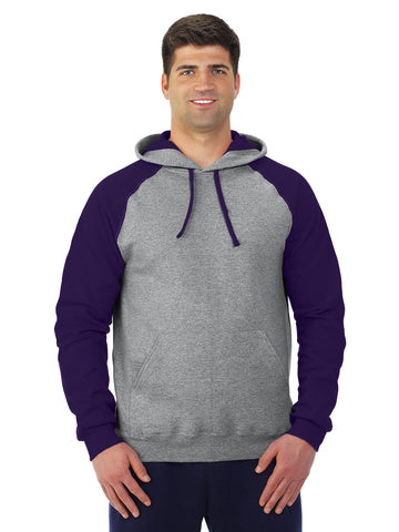 Jerzees Mens NuBlend Color-Block Raglan Pull Over Hooded Sweatshirt
