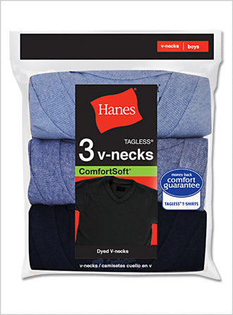 Hanes Boy's Red Label V-Neck T-shirts 3-Pack