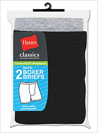 Hanes Classics TAGLESS Knit Boys' Boxer Briefs with ComfortSoft Waistband 2 Pack