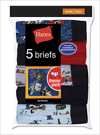 Hanes Boy's Red Label Printed Briefs 5 Pack