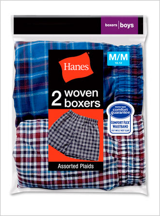 Hanes Boy's Woven Tartan Boxer 2 Pack