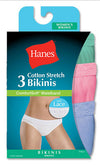 Hanes Women's ComfortSoft Cotton Stretch Lace Bikini 3-Pack