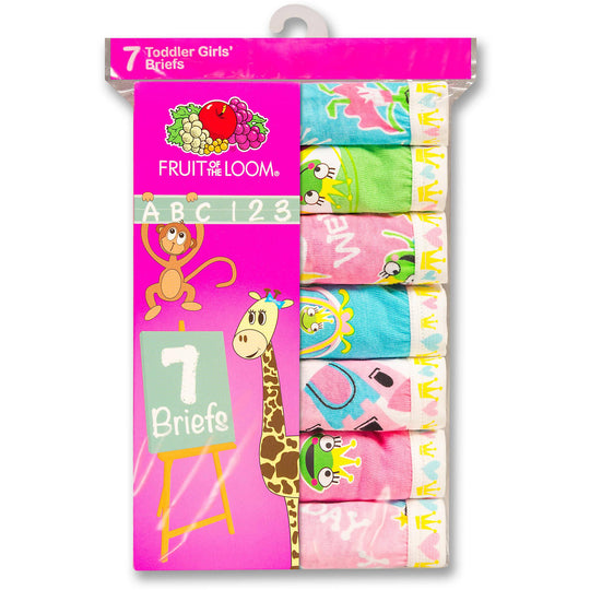 Fruit of the Loom Toddler Girl`s 7-Pack Learning Theme Briefs