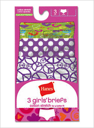 Hanes Girls' TAGLESS Stretch Cotton Briefs with ComfortSoft Waistband 3 Pack