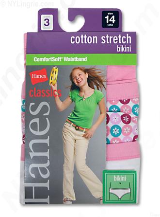 Hanes Classic Girls' Stretch Cotton Bikini with ComfortSoft Waistband 3 Pack