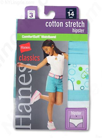 Hanes Classic Girls' Stretch Cotton Hipster with ComfortSoft Waistband 3 Pack