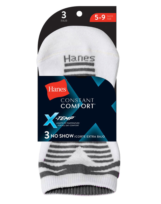 Hanes Women`s X-Temp No-Show Socks 3-Pack