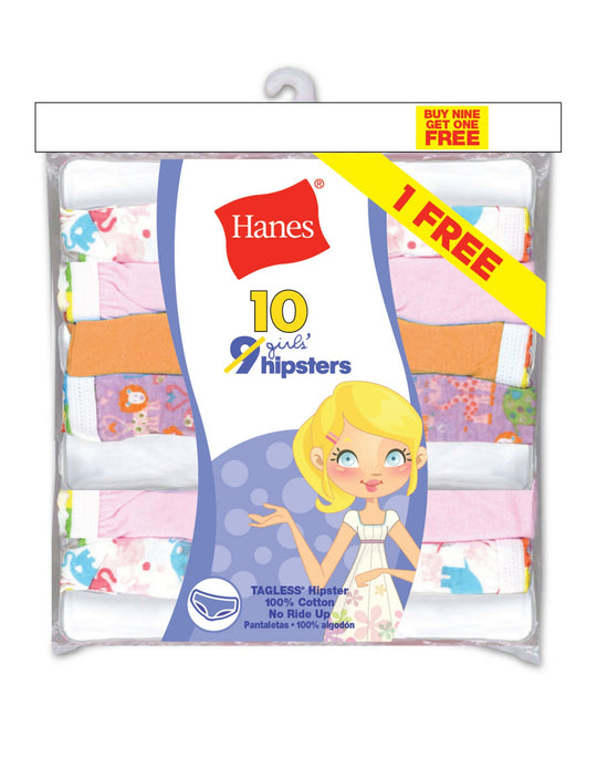Hanes Girls` ComfortSoft® 10-Pack No Ride Up Hipster