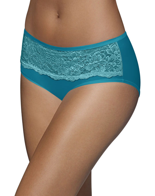 Bali Women's Comfort Indulgence Satin with Lace Modern Hipster