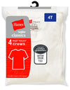 Hanes Toddler Boy`s Classics White Crew Neck T-shirts 4 Pack