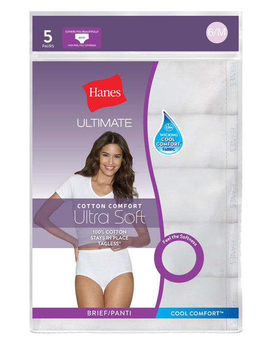 Hanes Womens Ultimate Comfort Cotton 5-Pack Briefs