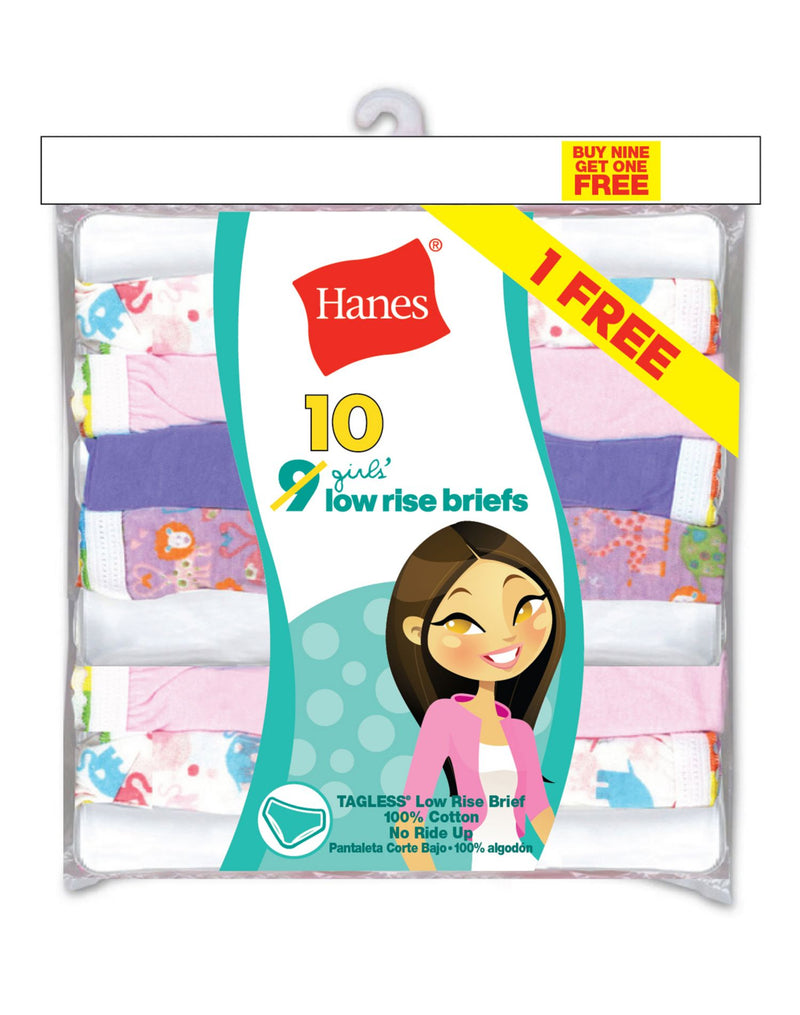 Hanes Girls` ComfortSoft 10-Pack Low Rise Briefs