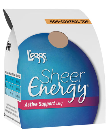 Leggs Womens Sheer Energy Active Support Regular, Reinforced Toe Pantyhose 4-Pack