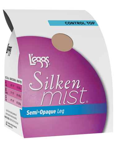 Leggs Womens Silken Mist Semi-Opaque Leg Control Top Enhanced Toe Pantyhose 4-Pack