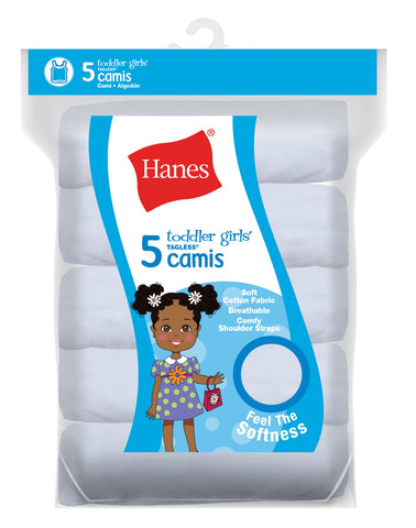 Hanes Girls` Ultimate TAGLESS Cotton Stretch 5-Pack Toddler Camis