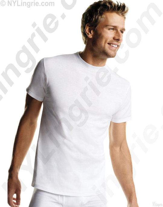 Hanes Men's White TAGLESS Crewneck Undershirt 3-Pack