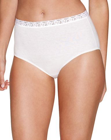 Hanes Women`s Cotton with Lace Brief 5-Pack