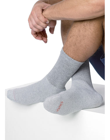 Hanes Active Work Crew Socks 6 Pairs Grey