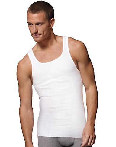 Hanes Men`s White TAGLESS ComfortSoft A-Shirt Undershirt