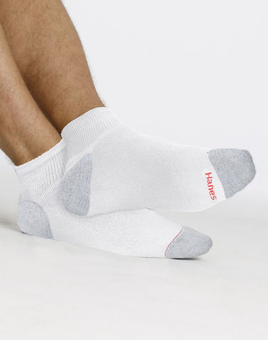 Hanes Full Cushion Ankle Socks with Grey Heel and Toe 6 Pairs