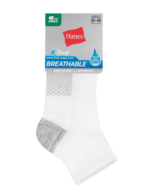 Hanes Women's Breathable Lightweight Ankle Socks, 6-Pack