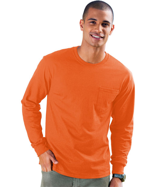 Hanes Men's TAGLESS Long-Sleeve T-Shirt with Pocket