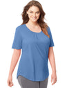Just My Size Womens Shirred Scoop-Neck Jersey Tee