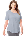 Just My Size Womens Shirred Scoop-Neck Jersey Tee