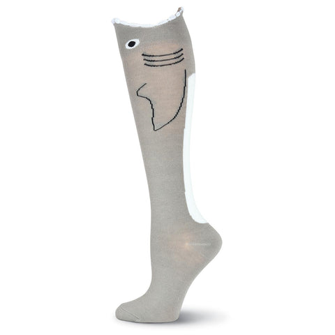 K. Bell Womens Wide Mouth Shark Knee High Socks
