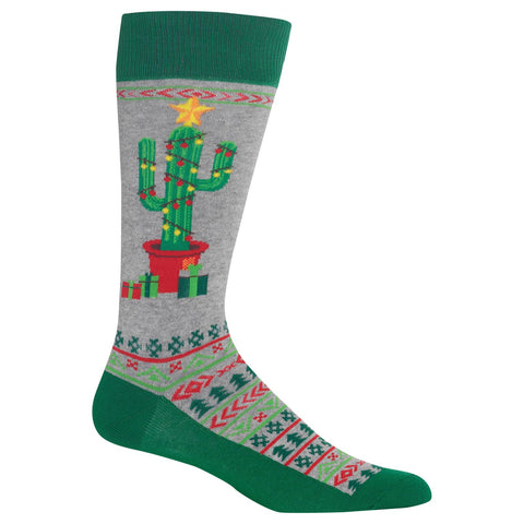 Hot Sox Mens Christmas Cactus Crew Socks
