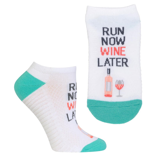 Hot Sox Womens Run Now Wine Later Ankle Socks