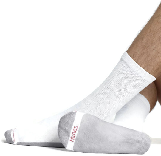 Hanes Active Work Crew Socks 6 Pairs Grey