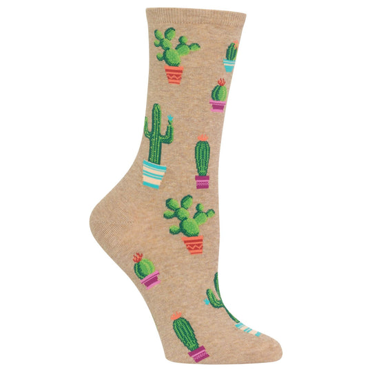 Hot Sox Womens Potted Cactus Crew Socks