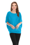 Womens Solid Bamboo Comfortable Loose Fit Dolman Batwing Sleeve Top - USA