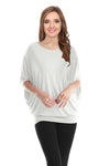 Womens Solid Bamboo Comfortable Loose Fit Dolman Batwing Sleeve Top - USA