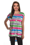 Colorful Striped High & Low Loose Fit Tunic Top